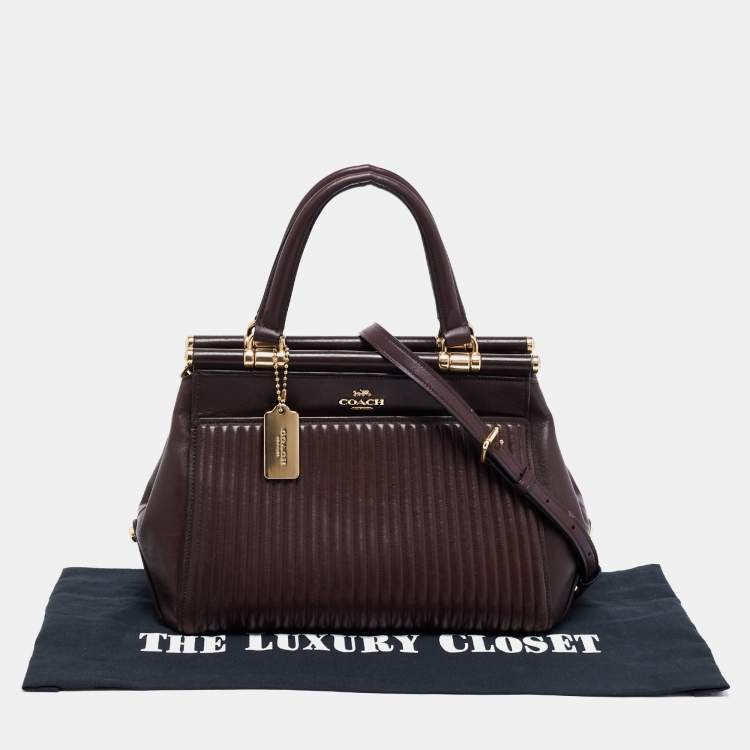 Pre Owned Coach Dark Brown Quilted Leather Grace Satchel
