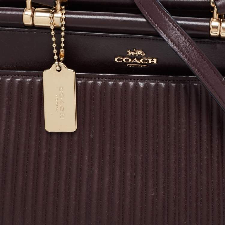 Pre Owned Coach Dark Brown Quilted Leather Grace Satchel