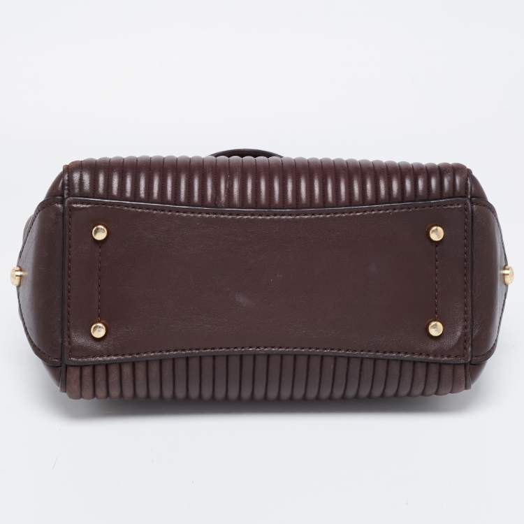 Pre Owned Coach Dark Brown Quilted Leather Grace Satchel