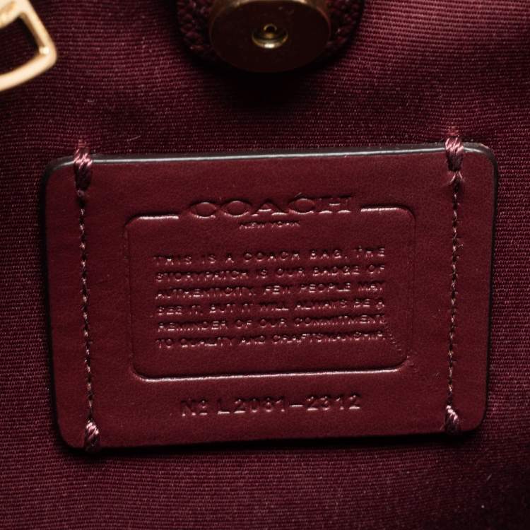 Pre Owned Coach Brown/Red Signature Coated Canvas and Leather Small Town Bucket Bag