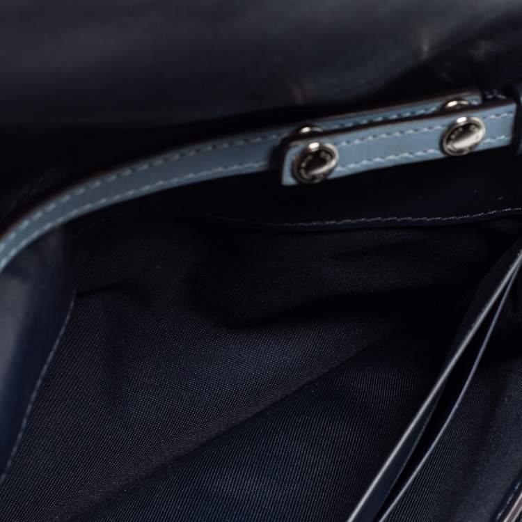 Pre Owned Coach Blue/Black Embossed Leather Hayden Crossbody Clutch