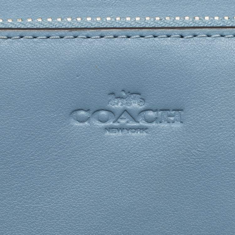 Pre Owned Coach Blue/Black Embossed Leather Hayden Crossbody Clutch