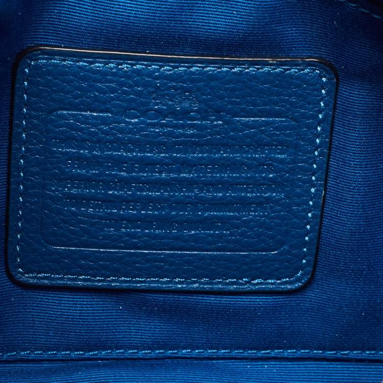 Pre Owned Coach Blue Leather Top Zip Chain Shoulder Bag