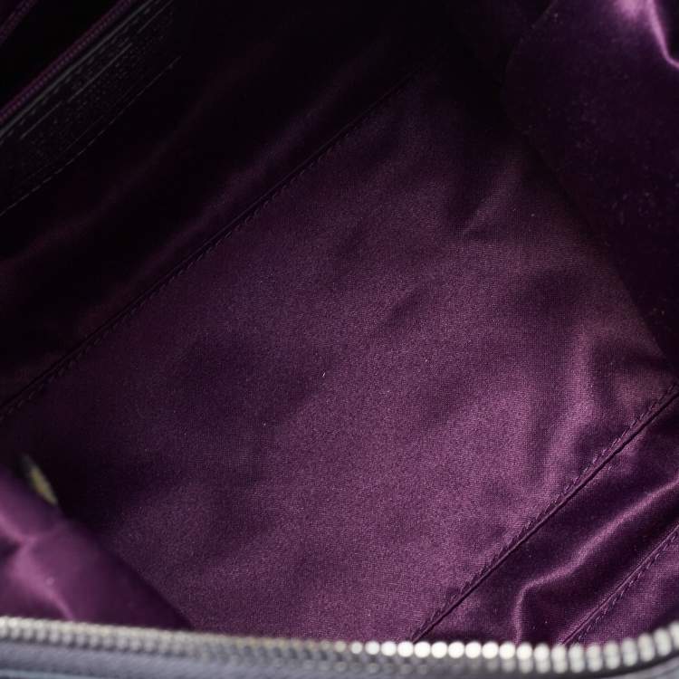 Pre Owned Coach Metallic Charcoal Grey Signature Canvas and Leather Ashley Satchel