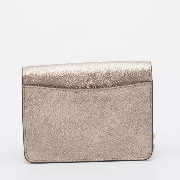 Pre Owned Coach Metallic Beige Leather Bowery Crossbody Bag