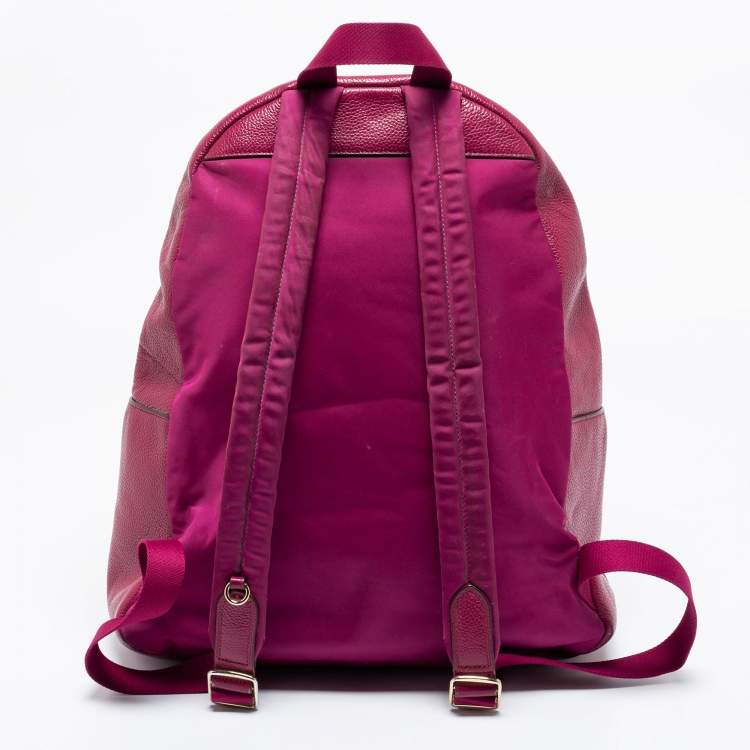 Pre Owned Coach Pink Leather And Nylon Charlie Backpack