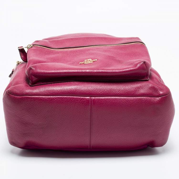 Pre Owned Coach Pink Leather And Nylon Charlie Backpack