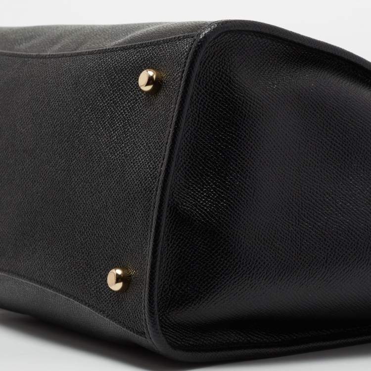 Pre Owned Coach Black Leather Crosby Carryall Double Zip Tote