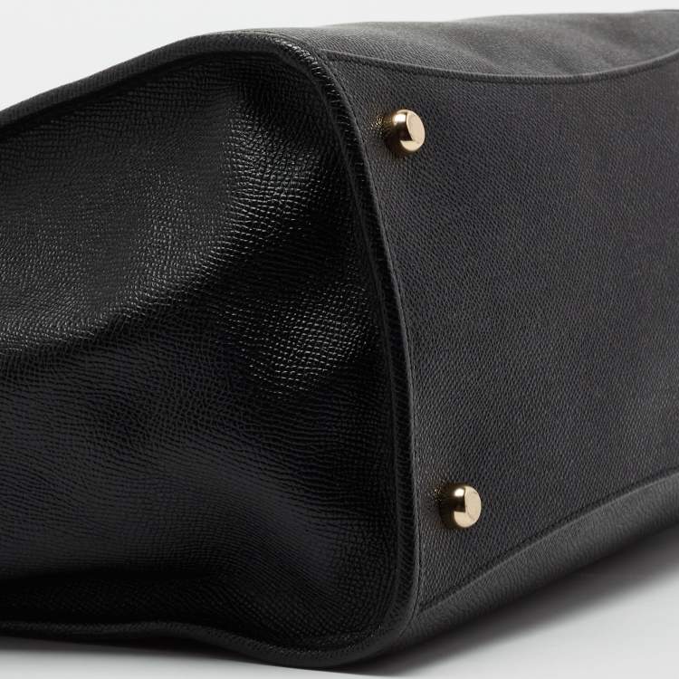 Pre Owned Coach Black Leather Crosby Carryall Double Zip Tote