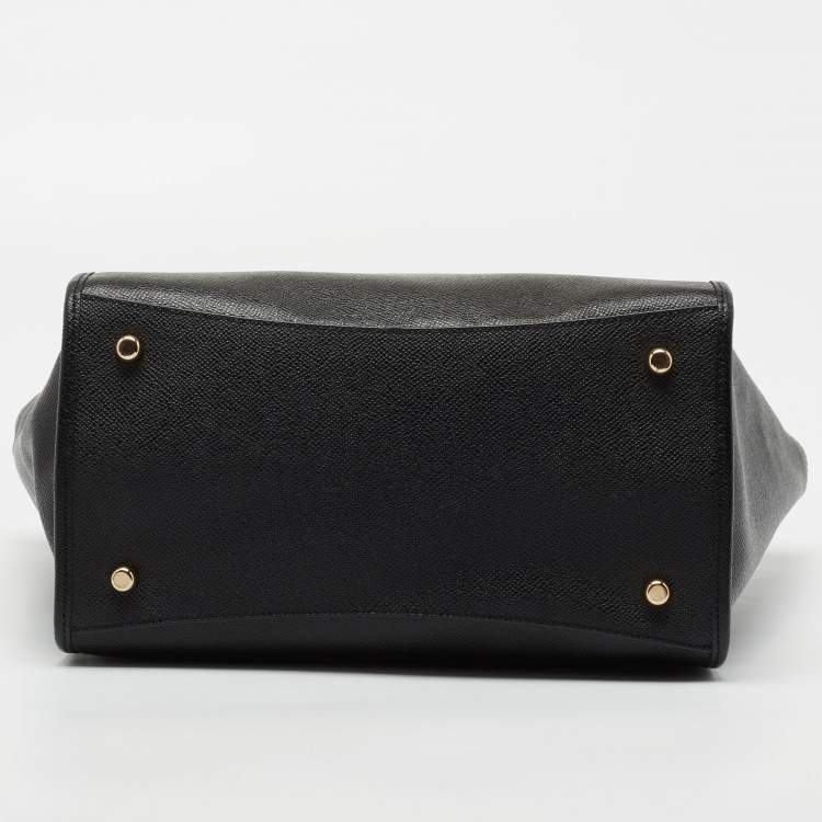 Pre Owned Coach Black Leather Crosby Carryall Double Zip Tote