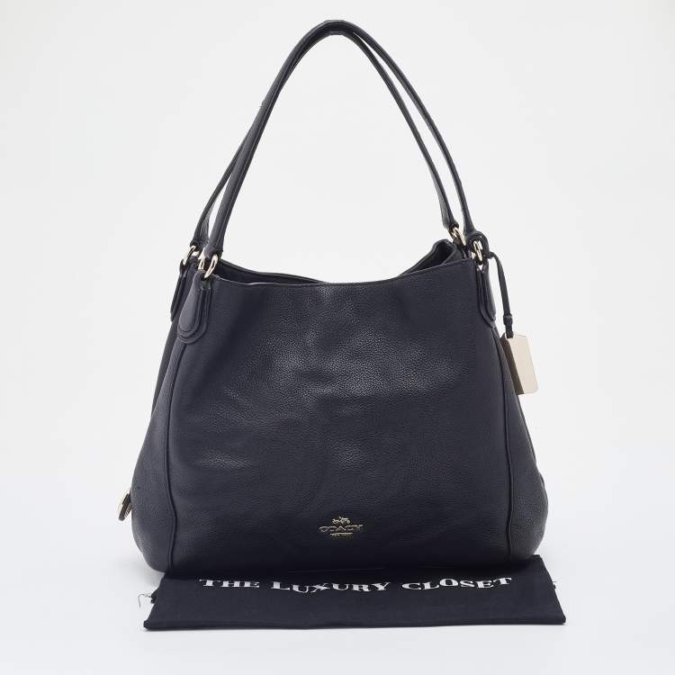 Pre Owned Coach Black Pebbled Leather Edie 31 Shoulder Bag