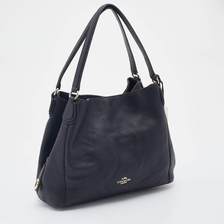 Pre Owned Coach Black Pebbled Leather Edie 31 Shoulder Bag