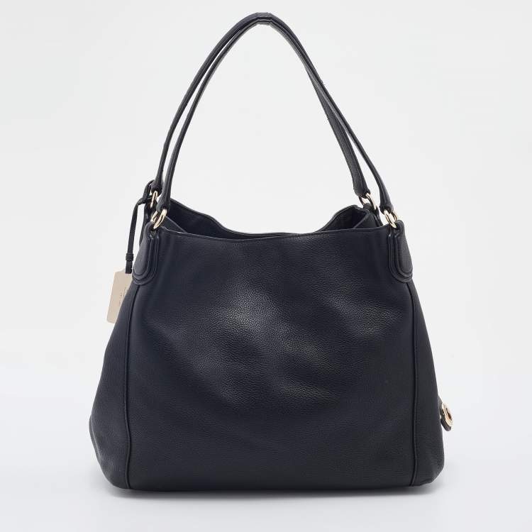 Pre Owned Coach Black Pebbled Leather Edie 31 Shoulder Bag