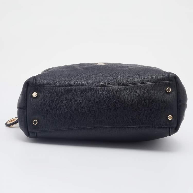 Pre Owned Coach Black Pebbled Leather Edie 31 Shoulder Bag