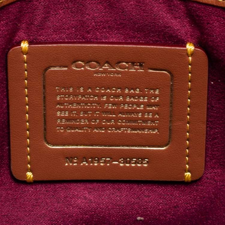 Pre Owned Coach Tan Leather And Signature Coated Canvas Parker Shoulder Bag