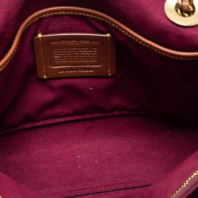 Pre Owned Coach Tan Leather And Signature Coated Canvas Parker Shoulder Bag