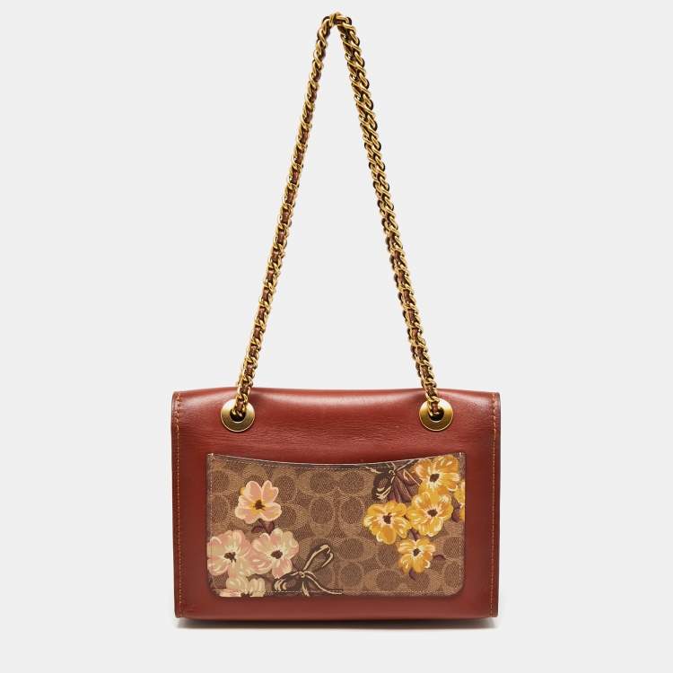 Pre Owned Coach Beige/Brown Signature Coated Canvas and Leather Parker Shoulder Bag