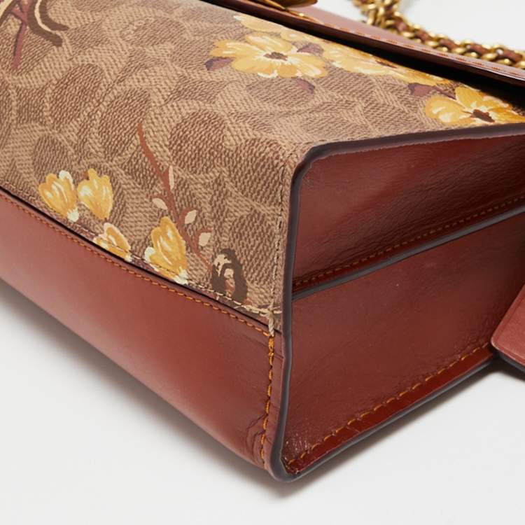 Pre Owned Coach Beige/Brown Signature Coated Canvas and Leather Parker Shoulder Bag