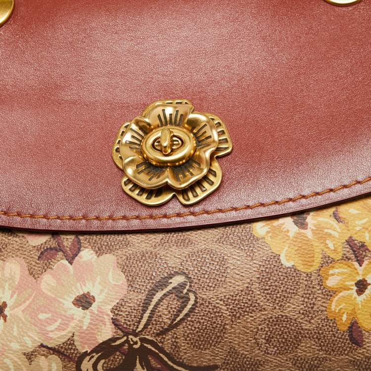 Pre Owned Coach Beige/Brown Signature Coated Canvas and Leather Parker Shoulder Bag