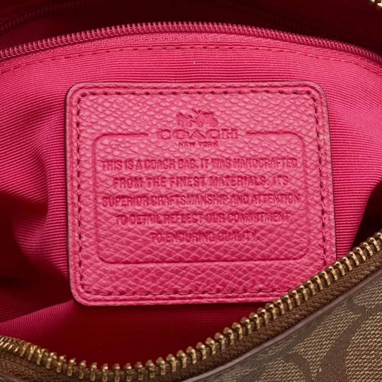 Pre Owned Coach Beige/Pink Signature Printed Canvas and Leather Mini Bennett Satchel