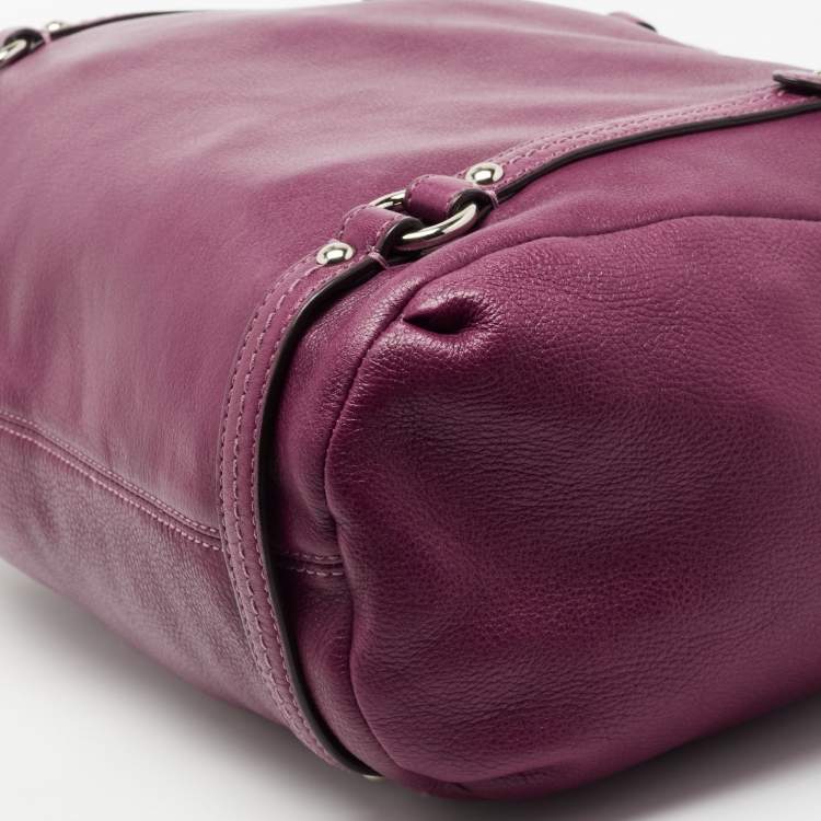 Pre Owned Coach Purple Leather Straps Satchel