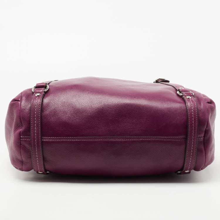 Pre Owned Coach Purple Leather Straps Satchel