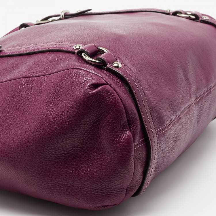 Pre Owned Coach Purple Leather Straps Satchel