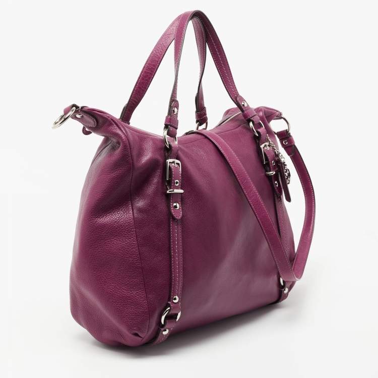 Pre Owned Coach Purple Leather Straps Satchel
