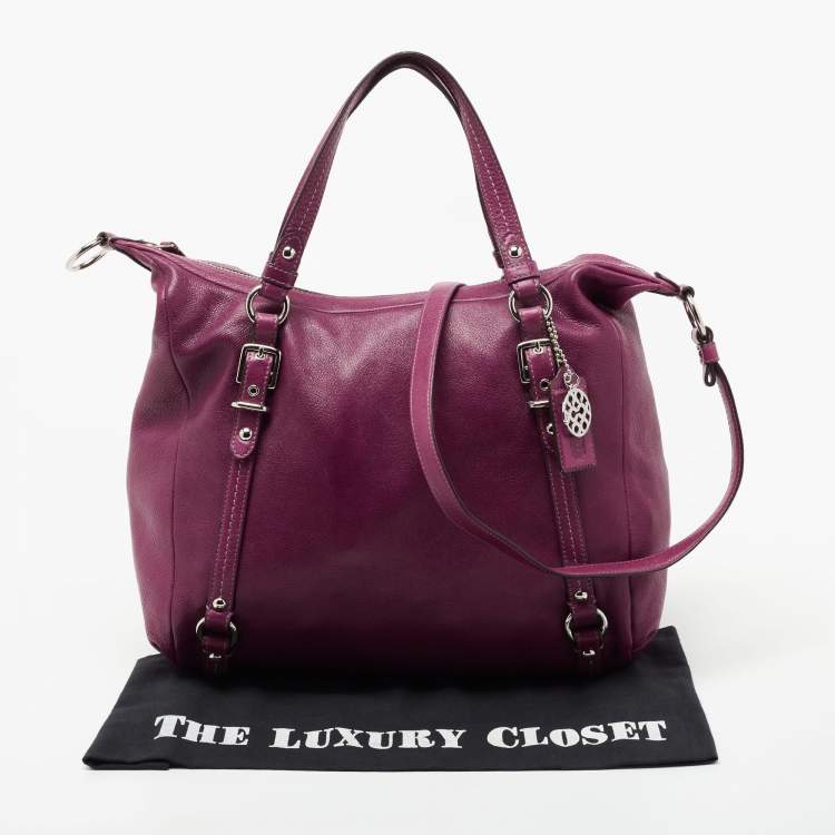 Pre Owned Coach Purple Leather Straps Satchel