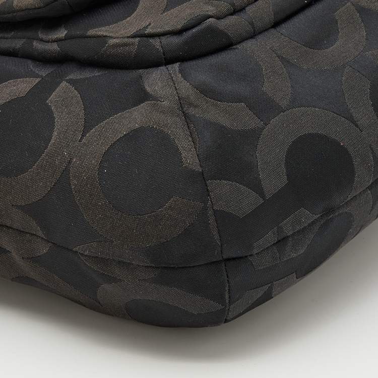 Pre Owned Coach Back Canvas and Leather Kristin Hobo 