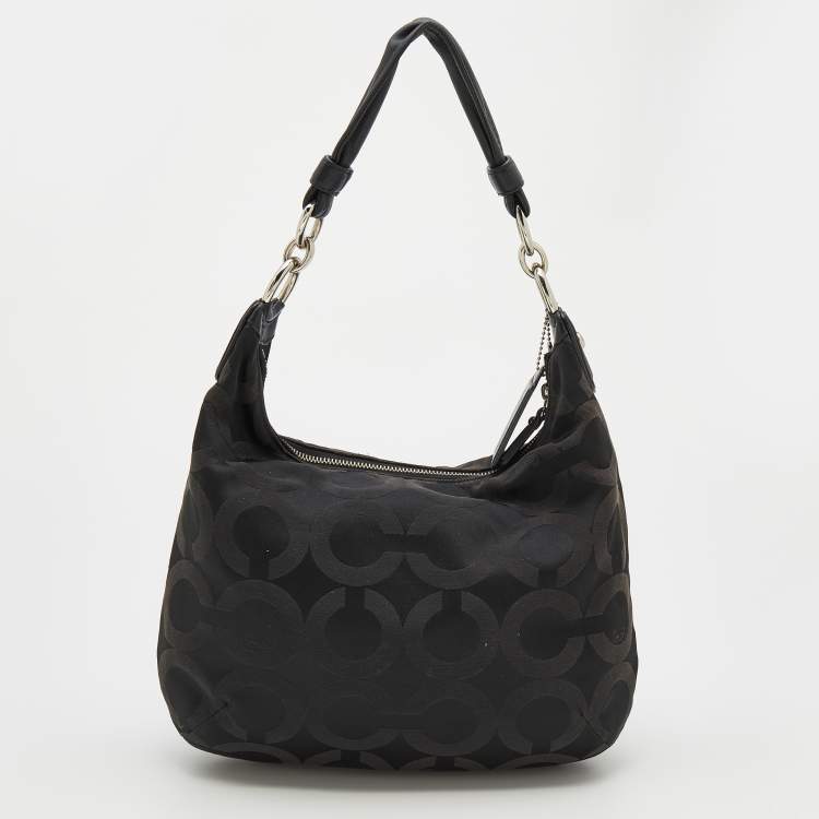 Pre Owned Coach Back Canvas and Leather Kristin Hobo 