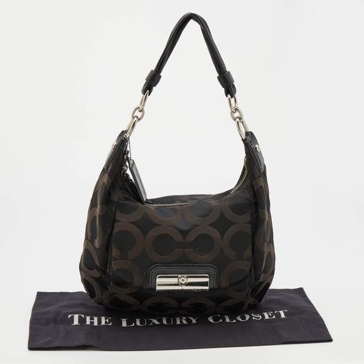 Pre Owned Coach Back Canvas and Leather Kristin Hobo 