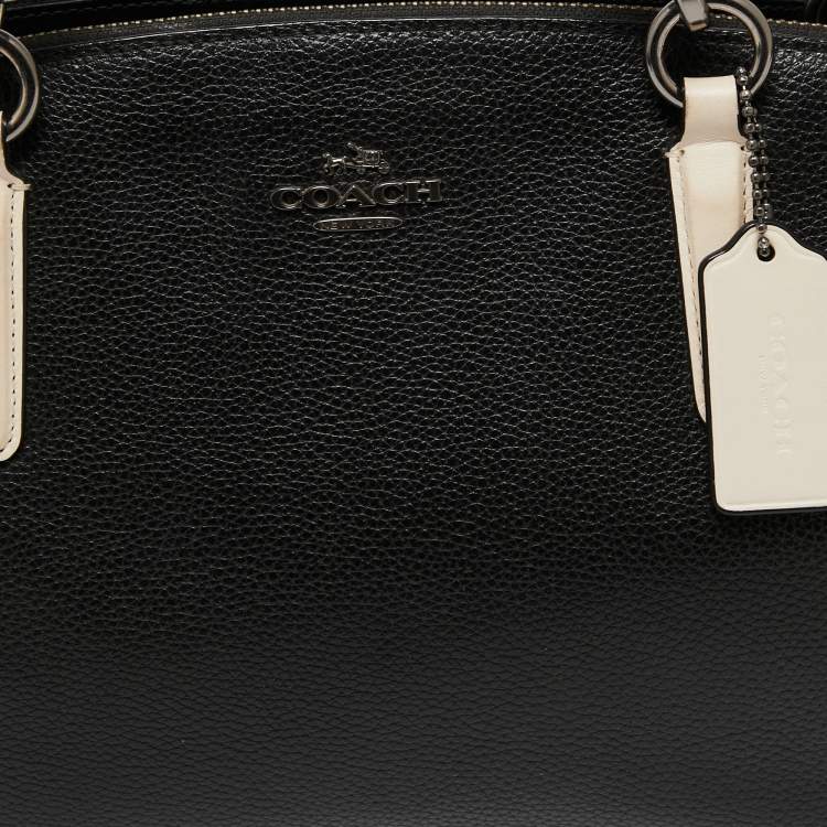 Pre Owned Coach Black/Beige Leather Snake Embossed And Leather Minetta Cross Body Bag