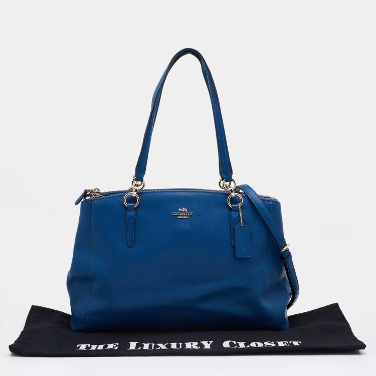 Pre Owned Coach Blue Leather Double Zip Tote