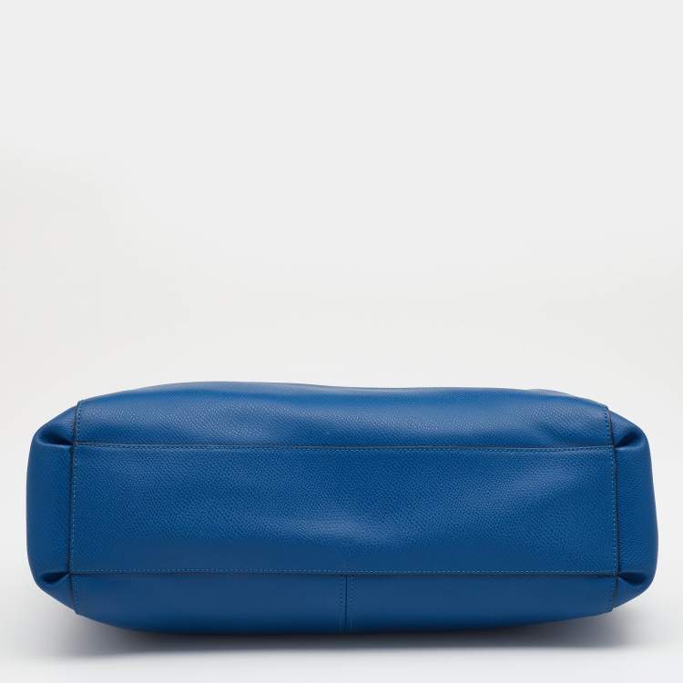 Pre Owned Coach Blue Leather Double Zip Tote