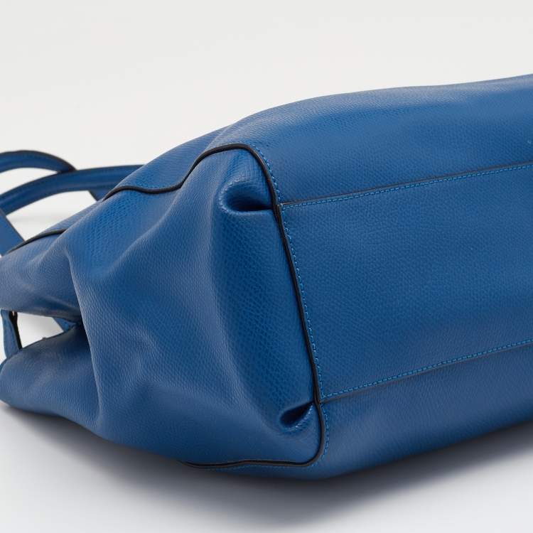 Pre Owned Coach Blue Leather Double Zip Tote