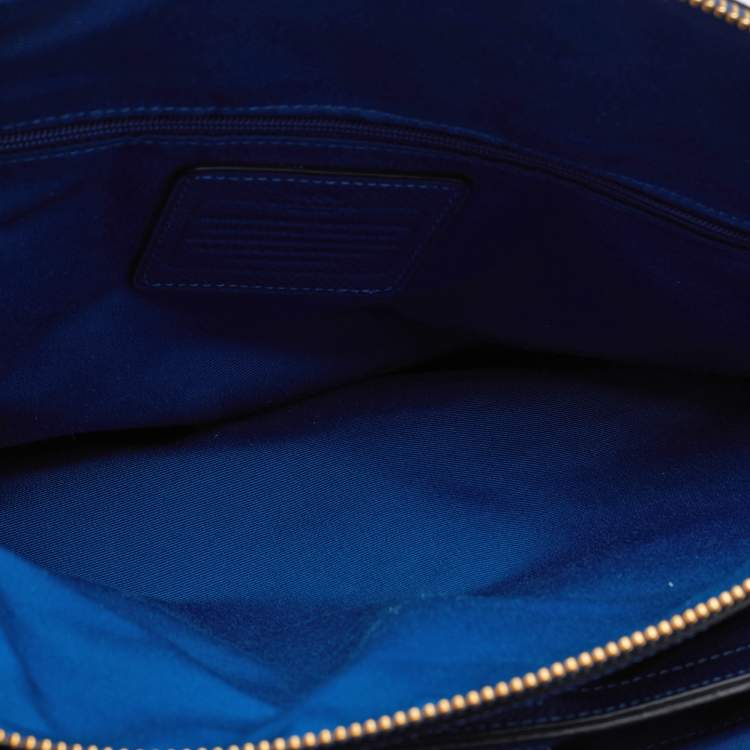 Pre Owned Coach Blue Leather Double Zip Tote
