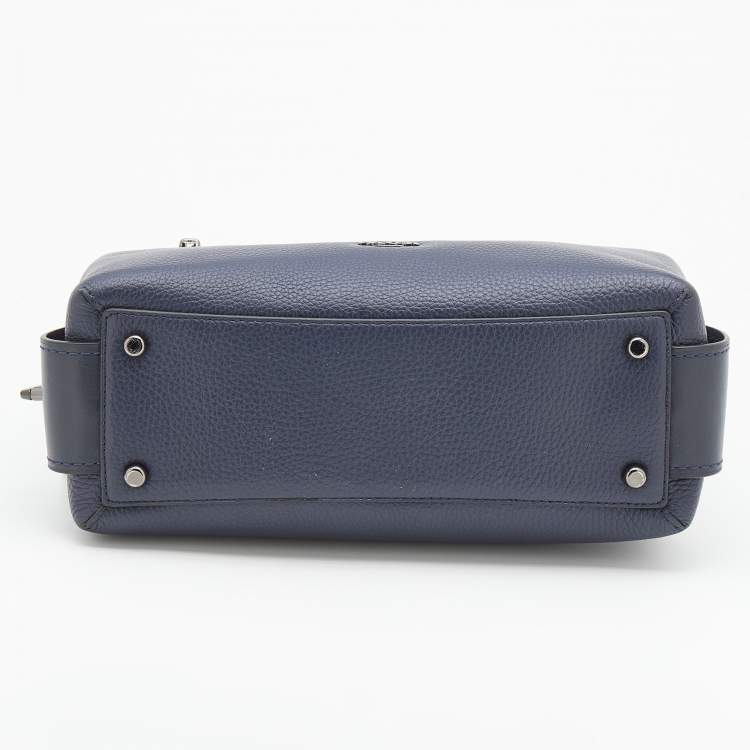 Pre Owned Coach Navy Blue Leather Brooklyn Carryall Satchel