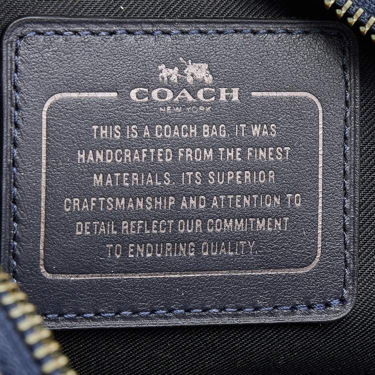 Pre Owned Coach Navy Blue Leather Brooklyn Carryall Satchel