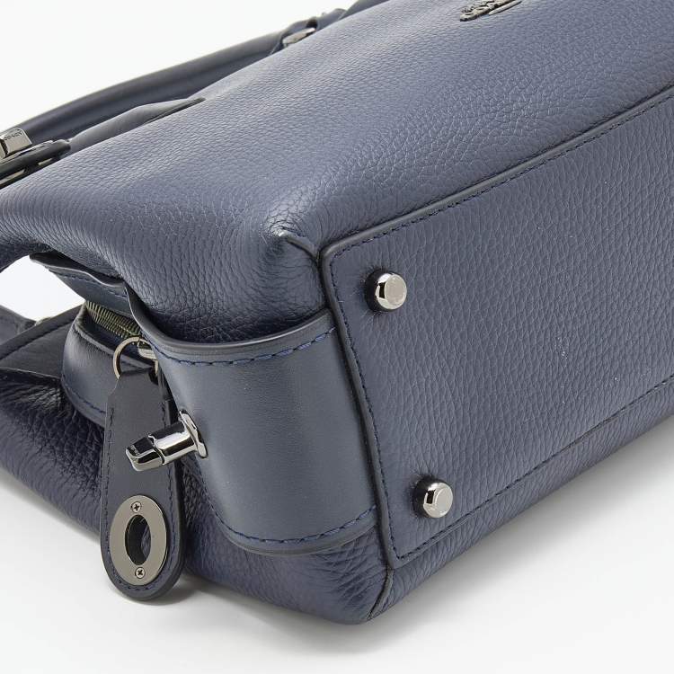 Pre Owned Coach Navy Blue Leather Brooklyn Carryall Satchel
