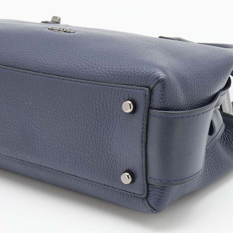 Pre Owned Coach Navy Blue Leather Brooklyn Carryall Satchel