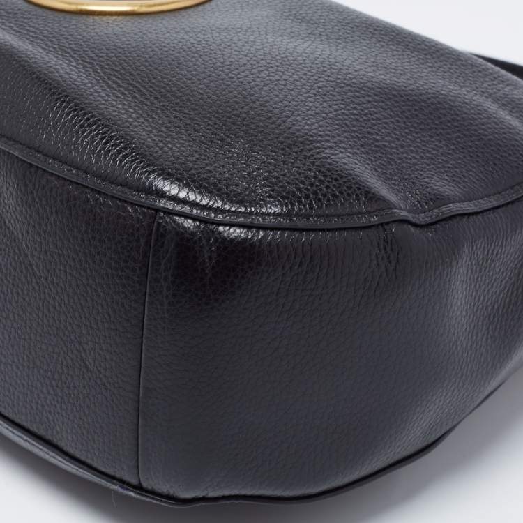 Pre Owned Coach Black Pebbled Leather Elle Hobo