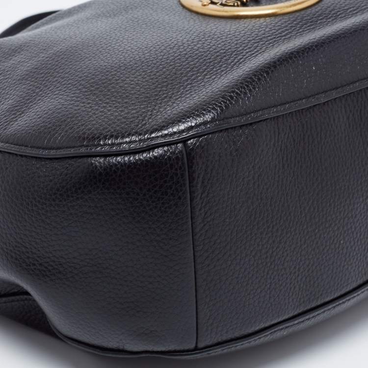 Pre Owned Coach Black Pebbled Leather Elle Hobo