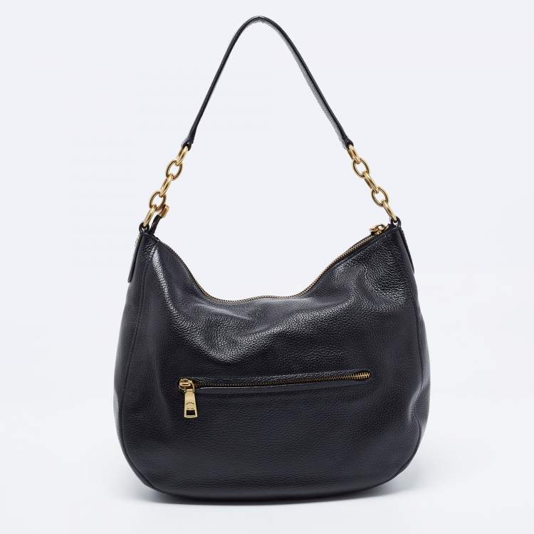 Pre Owned Coach Black Pebbled Leather Elle Hobo