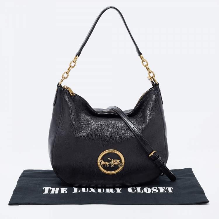 Pre Owned Coach Black Pebbled Leather Elle Hobo