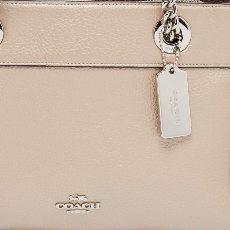 مملوكة مسبقًا Coach Metallic Beige Leather Mini Brooke Carryall Chain Satchel