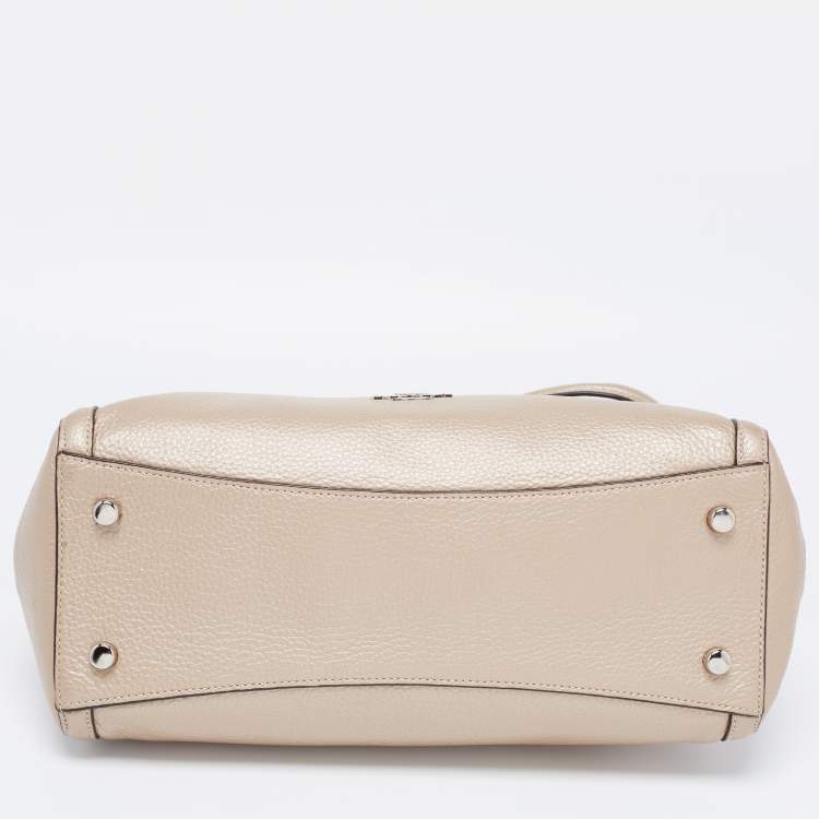 مملوكة مسبقًا Coach Metallic Beige Leather Mini Brooke Carryall Chain Satchel