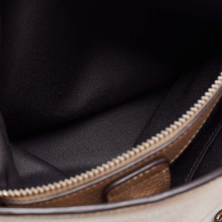 مملوكة مسبقًا Coach Metallic Beige Leather Mini Brooke Carryall Chain Satchel