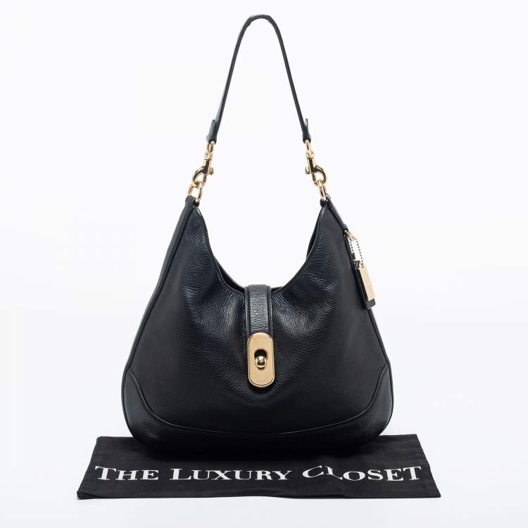 Pre Owned Coach Black Leather Amber Hobo