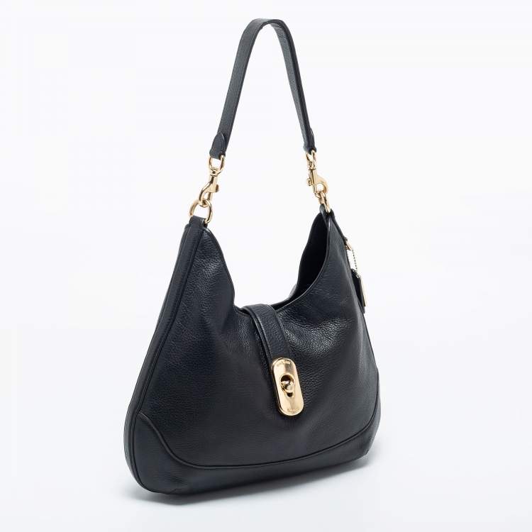 Pre Owned Coach Black Leather Amber Hobo